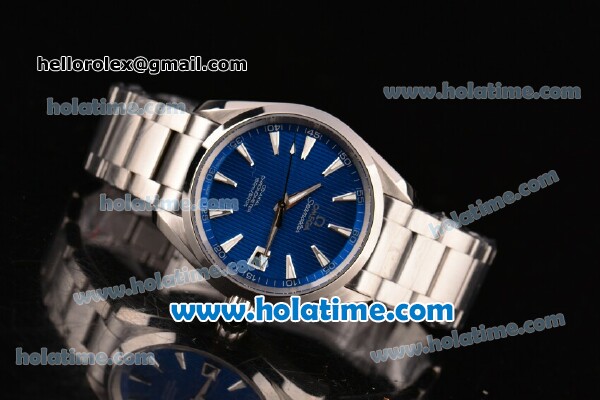 Omega Seamaster Aqua Terra 150M Perfect Clone 8500 Automatic Full Steel with Blue Dial and Stick Markers - 1:1 Original (Z) - Click Image to Close