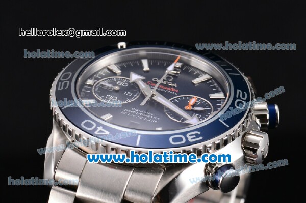 Omega Seamaster Planet Ocean 600 M Co-Axial Chrono Clone 9300 Automatic Steel Case with White Stick Markers and Blue Dial - 1:1 Original (AT) - Click Image to Close