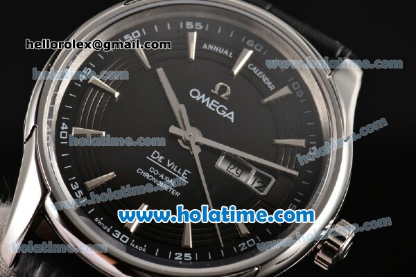 Omega De Ville Hour Vision Co-Axial Annual Calendar Clone 8500 Automatic Steel Case with Stick Markers and Black Dial - 1:1 Original - Click Image to Close