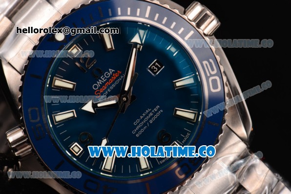 Omega Seamaster Planet Ocean Swiss ETA 2824 Automatic Steel Case with Blue Dial and White Stick Markers (BP) - Click Image to Close