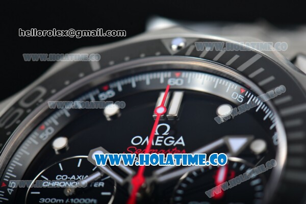 Omega Seamaster Diver 300M Co-Axial Chrono Swiss Valjoux 7753 Automatic Steel Case with Black Dial and White Markers - 1:1 Original - Click Image to Close