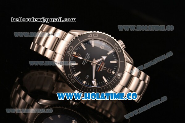 Omega Planet Ocean Clone 8500 Automatic Steel Case/Bracelet with Black Dial and White Stick Markers (EF) - Click Image to Close