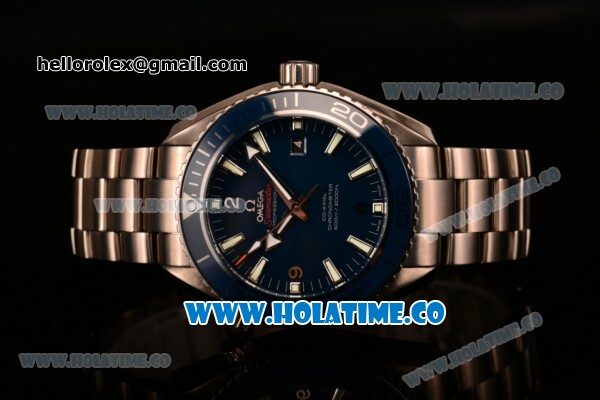Omega Seamaster Planet Ocean 600M Co-Axial Clone Omega 8500 Automatic Titanium Case/Bracelet with Blue Dial and Stick Markers - 1:1 Original - Click Image to Close