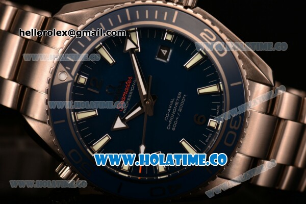 Omega Seamaster Planet Ocean 600M Co-Axial Clone Omega 8500 Automatic Titanium Case/Bracelet with Blue Dial and Stick Markers - 1:1 Original - Click Image to Close