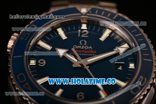 Omega Seamaster Planet Ocean 600M Co-Axial Clone Omega 8500 Automatic Titanium Case/Bracelet with Blue Dial and Stick Markers - 1:1 Original - Click Image to Close