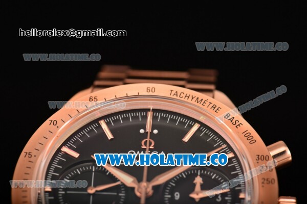 Omega Speedmaster'57 Chrono Clone Omega 9300 Automatic Rose Gold Case/Bracelet with Black Dial and Stick Markers (EF) - Click Image to Close