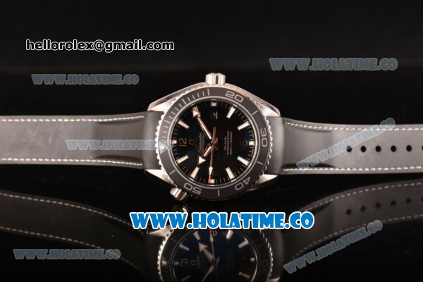 Omega Planet Ocean Clone Omega 8500 Automatic Steel Case with Black Dial White Stick Markers and Black Rubber Strap (EF) - Click Image to Close
