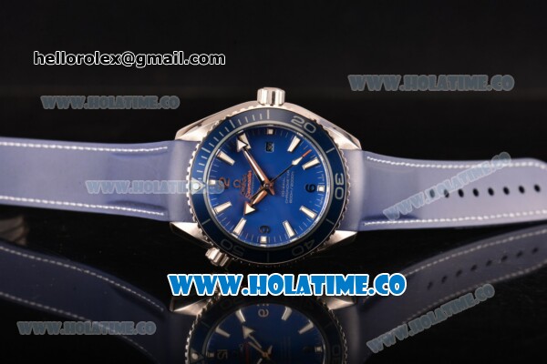 Omega Planet Ocean Clone Omega 8500 Automatic Steel Case with Blue Dial White Stick Markers and Blue Rubber Strap (EF) - Click Image to Close