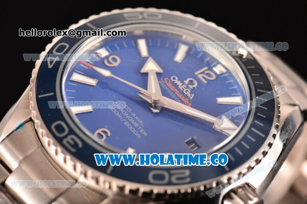 Omega Planet Ocean Clone Omega 8500 Automatic Steel Case/Bracelet with Blue Dial and White Stick Markers (EF) - Click Image to Close