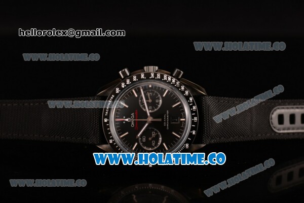 Omega Co-Axial Speedmaster Moonwatch Chrono Clone Omega 9300 Automatic PVD Case with Black Leather Strap Stick Markers and Black Dial - Click Image to Close