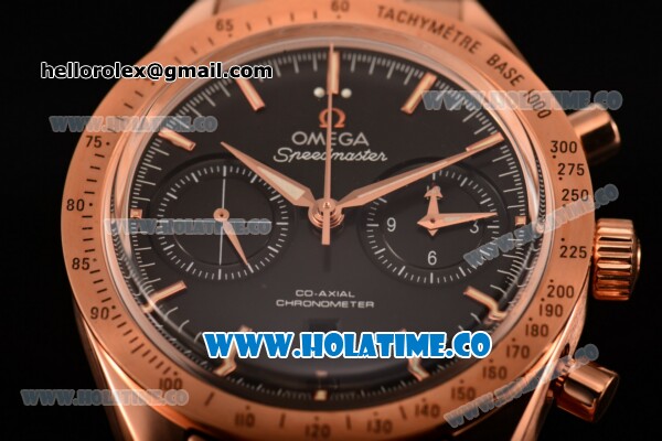 Omega Speedmaster '57 Co-Axial Chronograph Clone Omega 9301 Automatic Rose Gold Case/Bracelet with Stick Markers and Black Dial (EF) - Click Image to Close