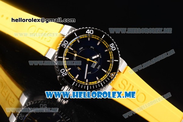 Oris Great Barrier Reef Limited Edition II Swiss ETA 2836 Automatic Steel Case with Black Dial and Yellow Rubber Strap Stick Markers - Click Image to Close