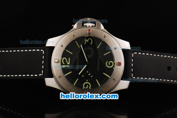 Panerai Radiomir 8 Days Manual Winding Movement Steel Case with Luminova Stick/Numeral Markers and Black Leather Strap-Ultrabig Size of 60mm - Click Image to Close