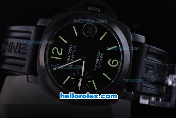 Panerai Luminor Marina Pam 005 Logo Automatic Movement Black Dial with Green Marking - Click Image to Close