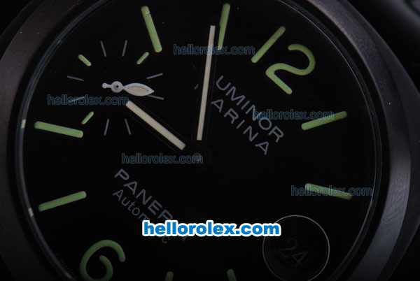 Panerai Luminor Marina Pam 005 Logo Automatic Movement Black Dial with Green Marking - Click Image to Close