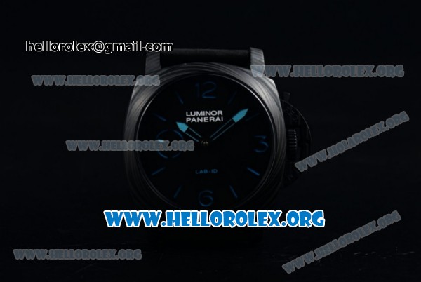 Panerai PAM00700 LAB-ID Luminor 1950 Carbotech 3 Days Asia 6497 Manual Winding Carbon Fiber Case with Black Dial PVD Bezel and Black Leather Strap (F4) - Click Image to Close