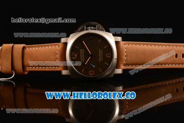 Panerai Luminor Marina 1950 3 Days Automatic Clone P.9010 Automatic Steel Case with Brown Dial and Brown Leather Strap - PAM 1951 - Click Image to Close