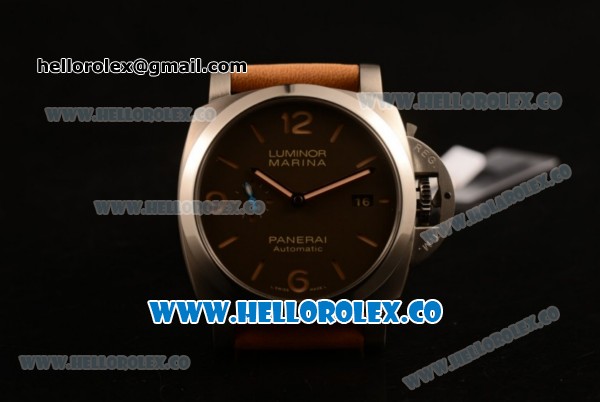 Panerai Luminor Marina 1950 3 Days Automatic Clone P.9010 Automatic Steel Case with Brown Dial and Brown Leather Strap - PAM 1951 - Click Image to Close