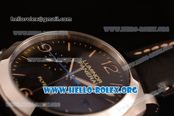 Panerai Luminor 1950 3 Days Chrono Flyback Automatic Asia Automatic Steel Case with Black Dial and Black Leather Strap PAM 524 - Click Image to Close