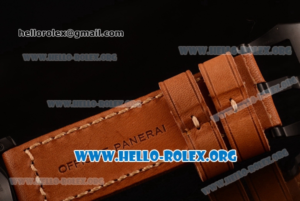 Panerai Luminor 1950 PCYC Chrono Flyback Asia Automatic PVD Case with Black Dial and Brown Leather Strap PAM653B - Click Image to Close