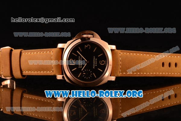 Panerai Luminor Marina 8 Days Asia Automatic Rose Gold Case with Black Dial and Brown Leather Strap PAM00511 - Click Image to Close