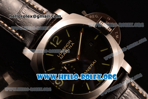 Panerai Luminor Marina 1950 3 Days Automatic Asia Automatic Steel Case with Black Dial and Black Leather Strap PAM 312 - Click Image to Close