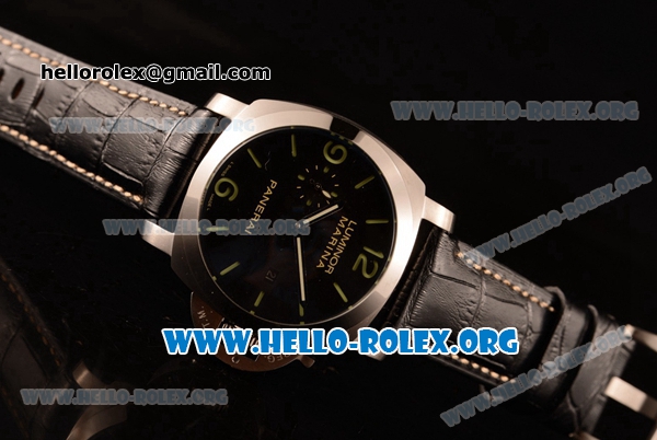 Panerai Luminor Marina 1950 3 Days Automatic Asia Automatic Steel Case with Black Dial and Black Leather Strap PAM 312 - Click Image to Close