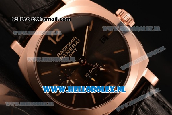 Panerai PAM00533R Luminor 1950 10 Days GMT Automatic Asia Automatic Rose Gold Case with Grey Dial and Black Leather Strap - Click Image to Close