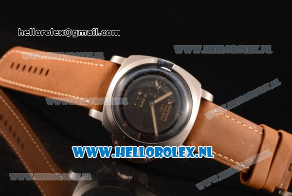 Panerai PAM00403 Luminor 1950 10 Days GMT Asia Automatic Steel Case with Black Dial and Brown Leather Strap - Click Image to Close