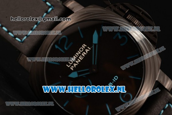 Panerai PAM00700 LAB-ID Luminor 1950 Carbontech 3 days Asia Automatic PVD Case with Black Dial and Black Leather Strap - Click Image to Close