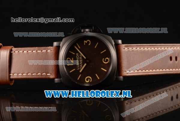 Panerai PAM00663B Luminor 1950 3 Days Clone P.3000 Automatic PVD Case with Brown Dial and Brown Leather Strap - Click Image to Close