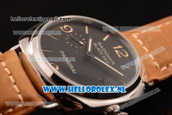 Panerai PAM00388O Radiomir Black Seal 3 Days Automatic Asia Automatic Steel Case with Black Dial and Brown Leather Strap - Click Image to Close