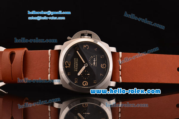 Panerai Power Reserve Asia ST25 Automatic Steel Case with Brown Leather Strap Black Dial - Click Image to Close