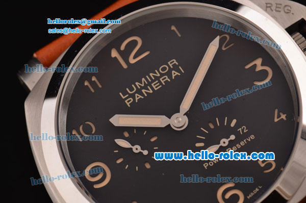 Panerai Power Reserve Asia ST25 Automatic Steel Case with Brown Leather Strap Black Dial - Click Image to Close