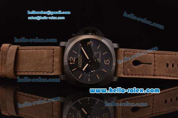 Panerai Power Reserve Asia ST25 Automatic PVD Case with Brown Leather Strap Black Dial 7750 Coating - Click Image to Close