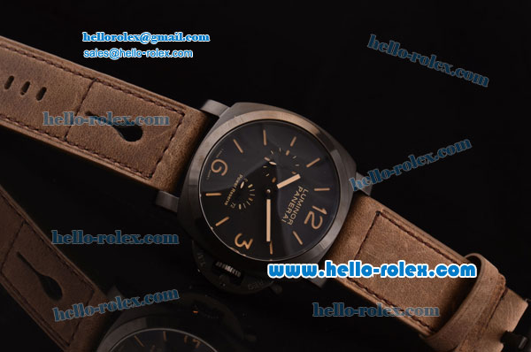 Panerai Power Reserve Asia ST25 Automatic PVD Case with Brown Leather Strap Black Dial 7750 Coating - Click Image to Close