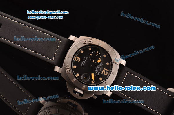 Panerai Luminor Submersible PAM00285 Asia ST25 Automatic Steel Case with Black Leather Strap Black Dial - Click Image to Close