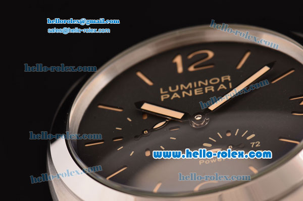 Panerai Power Reserve Asia ST25 Automatic Steel Case with Brown Leather Strap Black Dial Numeral/Stick Markers - Click Image to Close