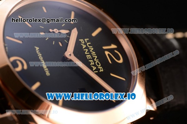 Panerai Luminor Marina 1950 3 Days Automatic Composite Asia Automatic Rose Gold Case Black Dial With Stick/Arabic Numeral Markers Black Leather Strap - Click Image to Close