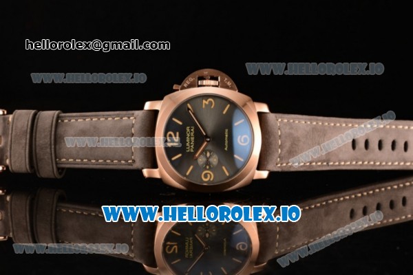 Panerai Luminor Marina 1950 3 Days Automatic Composite Asia Automatic Rose Gold Case Black Dial With Stick/Arabic Numeral Markers Brown Leather Strap - Click Image to Close