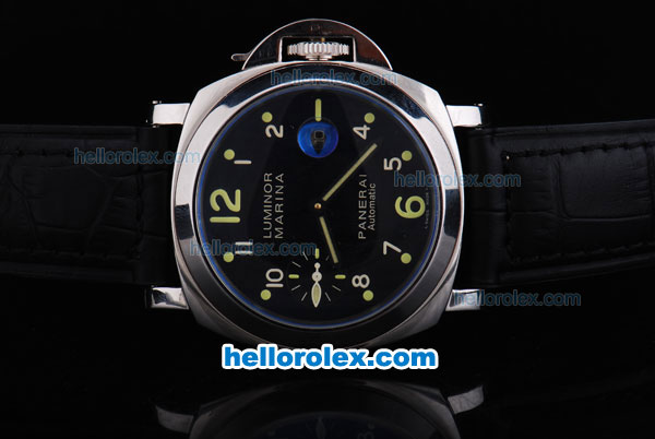 Panerai Luminr Marina Pam 164 Automatic Movement with Black Dial and Black Leather Strap - Click Image to Close