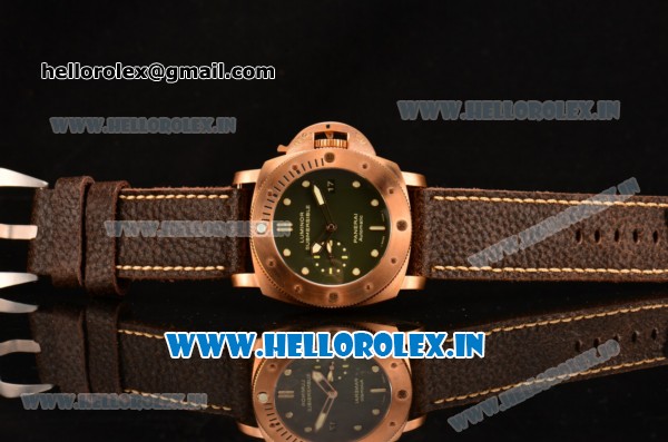 Panerai Luminor Submersible 1950 3 Days PAM382 Clone P.9000 Automatic Bronze Case with Green Dial - Click Image to Close