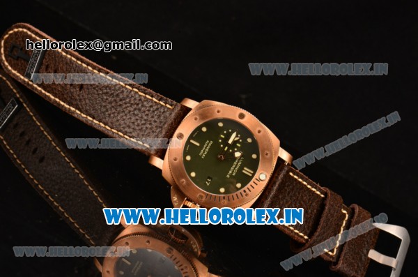 Panerai Luminor Submersible 1950 3 Days PAM382 Clone P.9000 Automatic Bronze Case with Green Dial - Click Image to Close
