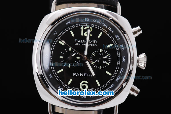 Panerai Radiomir Chrono Automatic with Black Dial and Bezel,Leather Strap - Click Image to Close