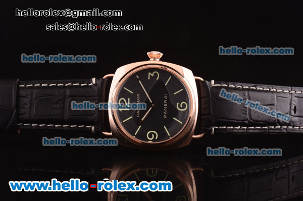 Panerai Radiomir Base PAM00231 Automatic Rose Gold Case with Black Dial and Black Leather Strap - Click Image to Close