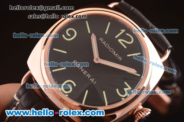 Panerai Radiomir Base PAM00231 Automatic Rose Gold Case with Black Dial and Black Leather Strap - Click Image to Close