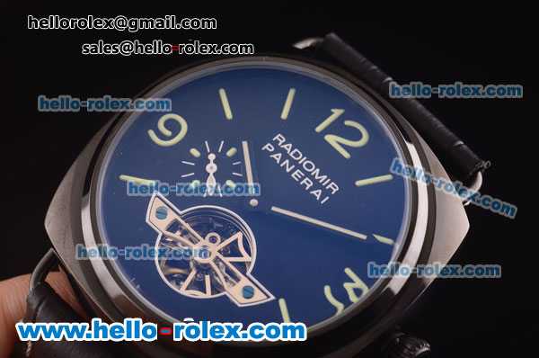 Panerai Radiomir Tourbillon Automatic PVD Case with Black Dial and Black Leather Strap - Click Image to Close