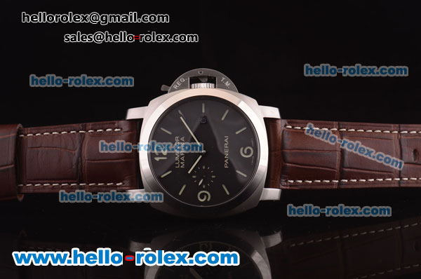 Panerai Luminor 1950 Marina PAM00312 Automatic Movement with Black Dial and Brown Leather Strap - Click Image to Close