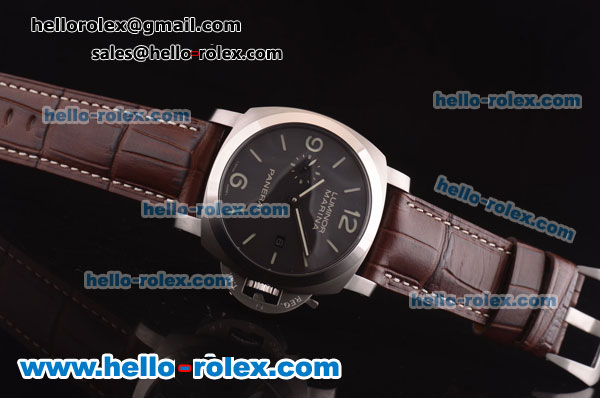 Panerai Luminor 1950 Marina PAM00312 Automatic Movement with Black Dial and Brown Leather Strap - Click Image to Close