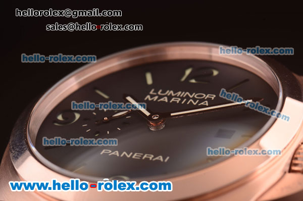 Panerai Luminor Marina 1950 3 Days Automatic Movement Rose Gold Case with Black Dial and Brown Leather Strap - Click Image to Close